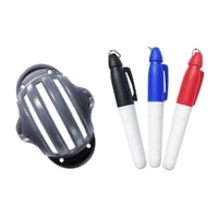Magideal - Plantilla De Herramienta De Alineación De Dibujo De Línea De De Línea De Pelota Para Golf Con Rotuladores , Negro Con 3 Bolígrafos