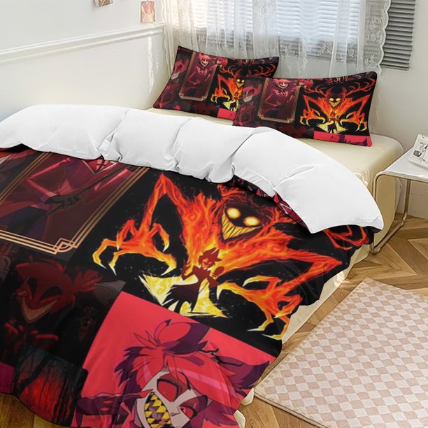 Hazbin Hotel 3-Piece Twin Bed Set - Includes 1 Single Comforter And 2 Pillowcases Bedding - Fade Resistant Microfiber - Hazbin Hotel