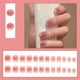 thumbnail image 1 of 24pcs Pink French Tip Press On Nails Medium Square Fake Nails Glossy Full Cover Glitter Powder Stick On Nails False Nails With White Edge Design, Artificial Acrylic Nails With Glue Sticker For Women G, 1 of 3