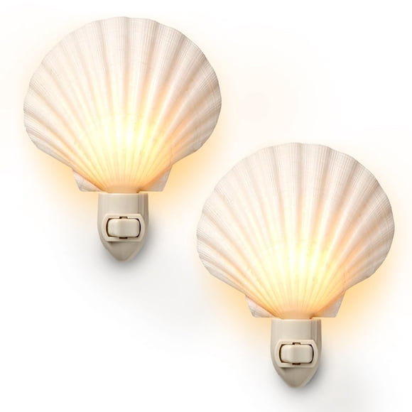 Vaso con luz nocturna Home Real Sea Shell Beach Natural