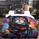 thumbnail image 3 of Juego de ropa de cama infantil con estampado de gato espacial y flores de cerezo, funda nórdica para niñas, funda de edredón con estampado de gatitos, funda de colcha 3D, funda de edredón de, 3 of 3