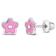 thumbnail image 2 of Aros de flor con esmalte rosado de 6 mm para niñas, 2 of 4