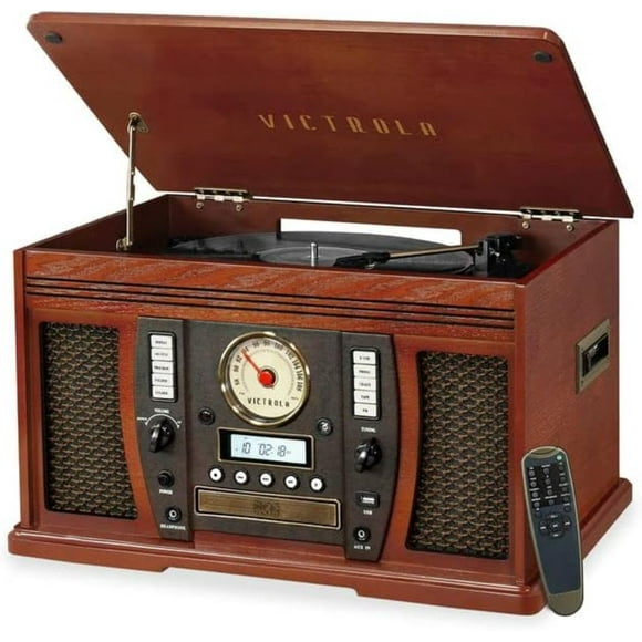 Tocadiscos Victrola Aviator 8 en 1 Bluetooth Caoba