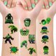 thumbnail image 1 of Tatuajes temporales Green Hero para niños – 8 hojas – SDONY, 1 of 4