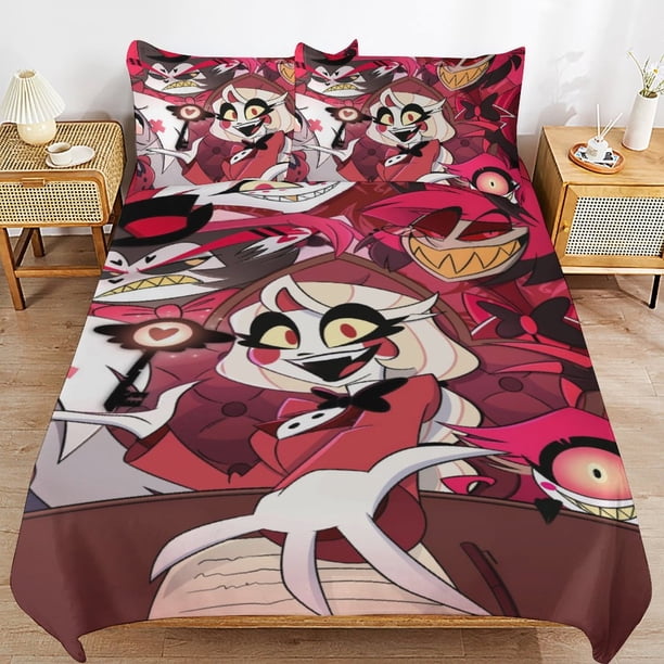 Hazbin Hotel Helluva Boss Bedding Set Duvet Cover Comfortable and Lightweight Cartoon Bedding 3 Piece Bed Set