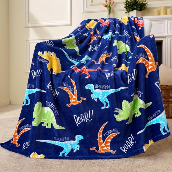 Manta Joiedomi, diseño de dinosaurio suave que brilla en la oscuridad, 102 x 152 cm