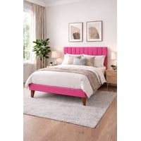 Ethan Desing - Cama Plaza Y Media Turin Rosado Respaldo + Base + Colchon Mery Desing Excellence Plus