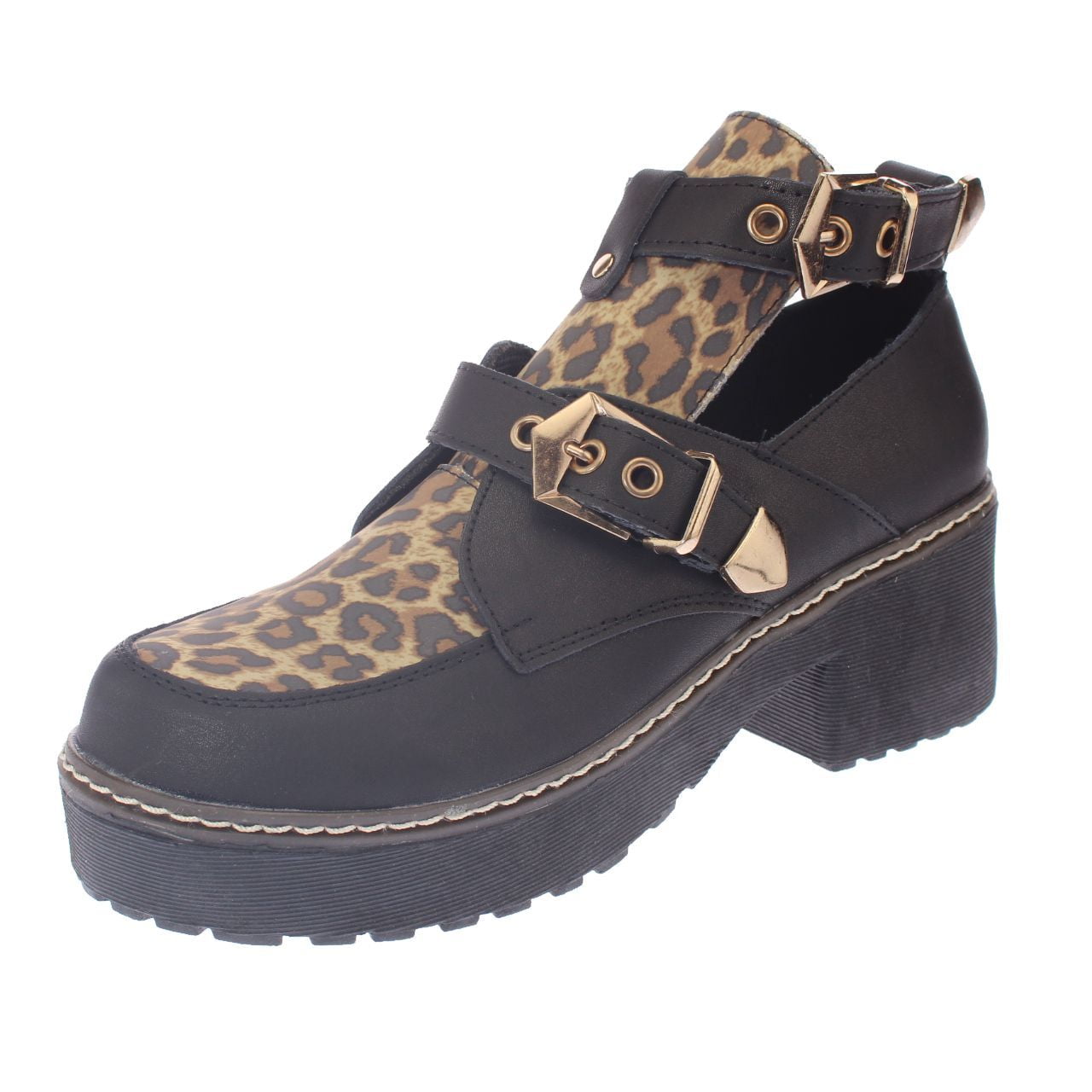 Botín Leopardo Negro Vía Franca