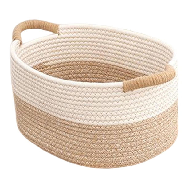 Cesta Tejida De Cuerda De Algodón Para Organizar Ropa, Revistas Y Cocina, Resistente, 38 X 29 X 19 Cm.