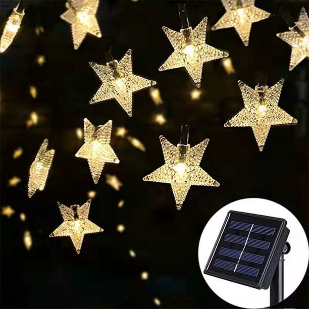 39ft 100 LED Solar Star Light String 8 Patterns Of Flashing Star Lights For Indoor, Outdoor, Wedding Party, Christmas Tree, Garden (warm White), LED Lights