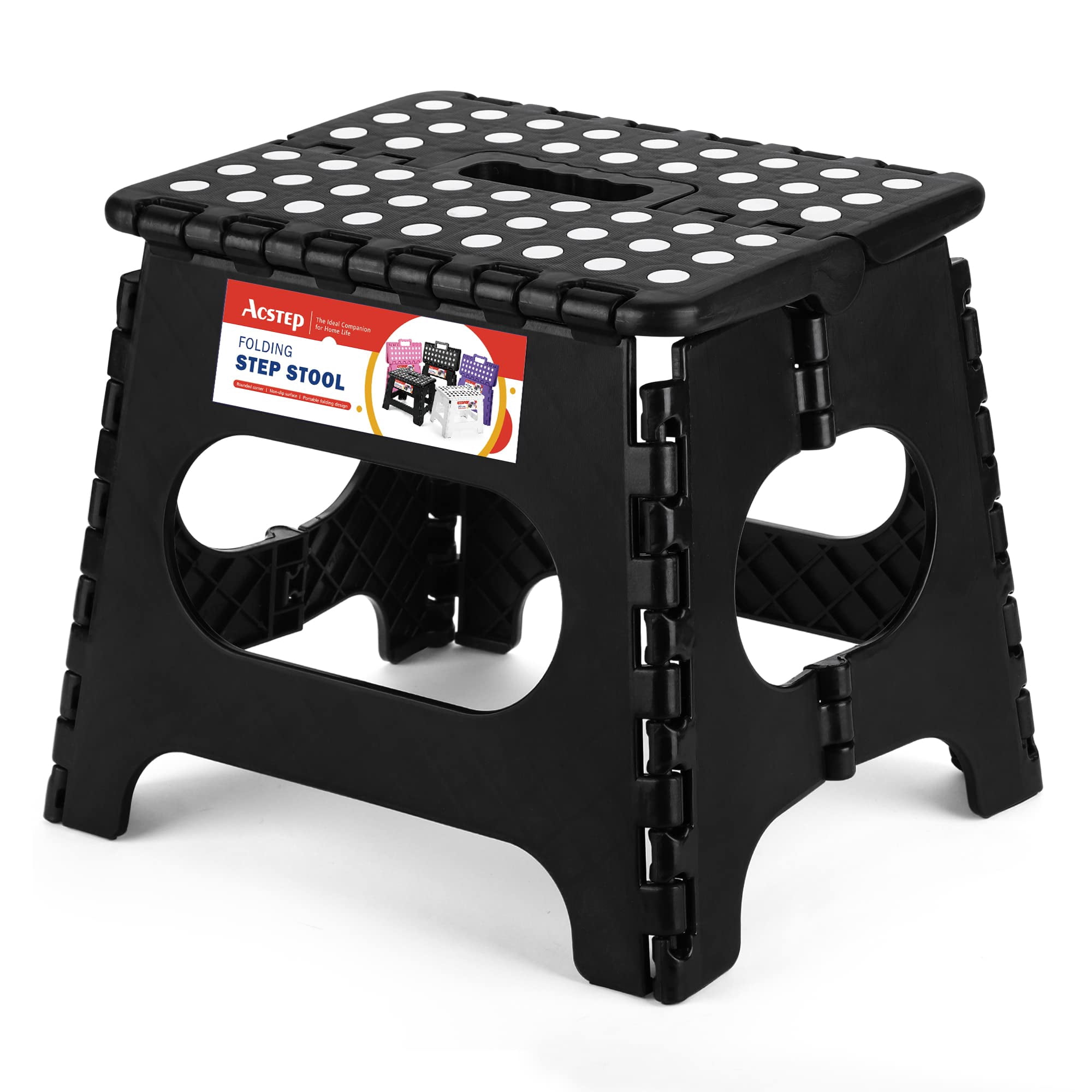 Taburete Plegable Acstep Ligero De Plástico Negro