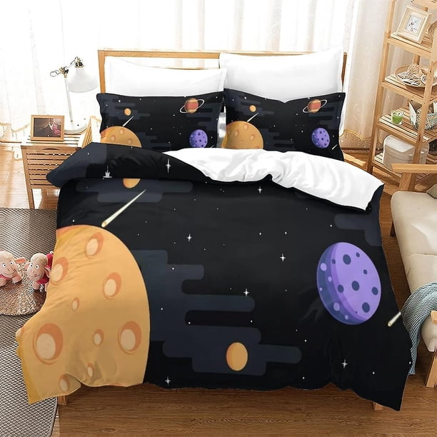 Juego de funda nórdica con estampado 3D de dibujos animados, fundas de cama con cremallera, juego de 3 piezas, suave y fácil de cuidar para jóvenes, niños y adultos.