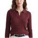 thumbnail image 5 of INSPIRE CHIC Suéter de Polo de Mujer con Cuello en V de Manga Larga de Punto Cable Base Capa Otoño Invierno Casual Top de Punto Acanalado Talla X Grande Burdeos, 5 of 6
