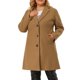 thumbnail image 1 of Abrigo de invierno largo con solapa con muescas, abotonado, con bolsillos, talla grande para mujer de Agnes Orinda, 1X, color camello, 1 of 8