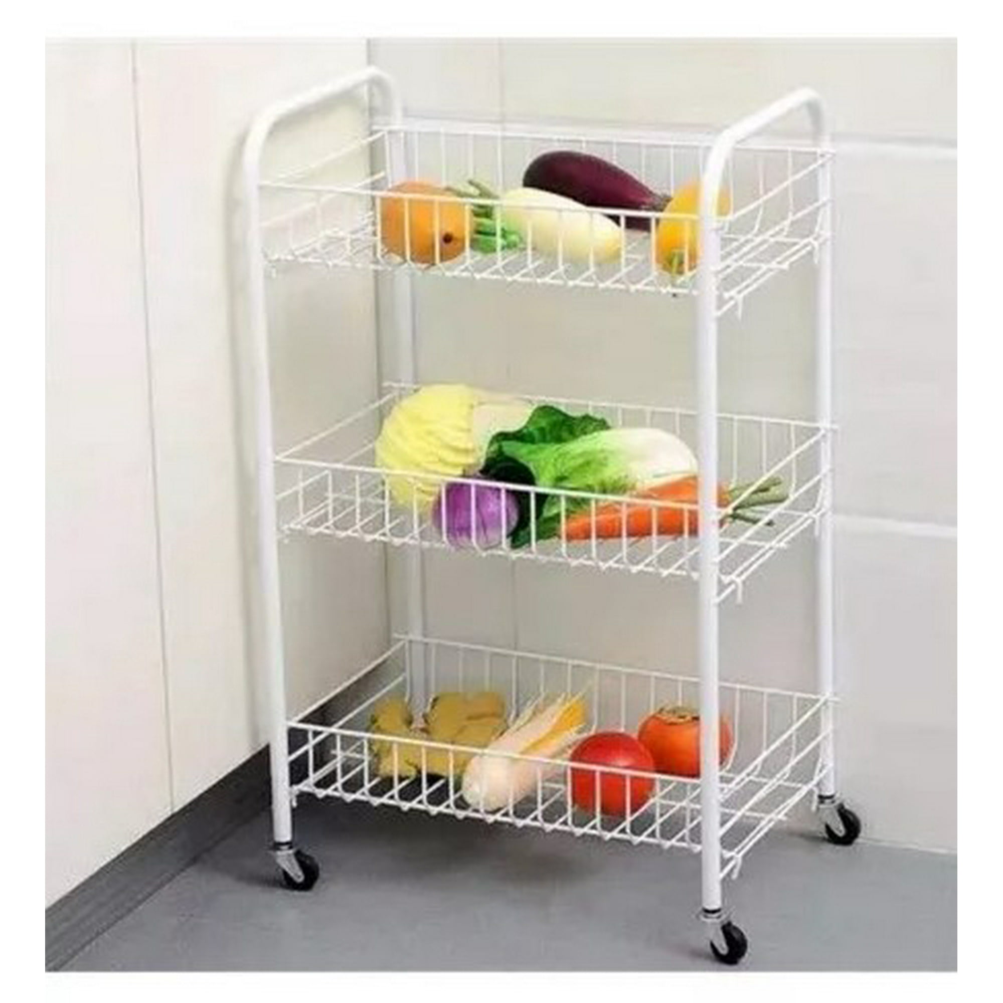Dx - Estante Organizador Para Cocina Con Ruedas De 3 Niveles Color Blanco