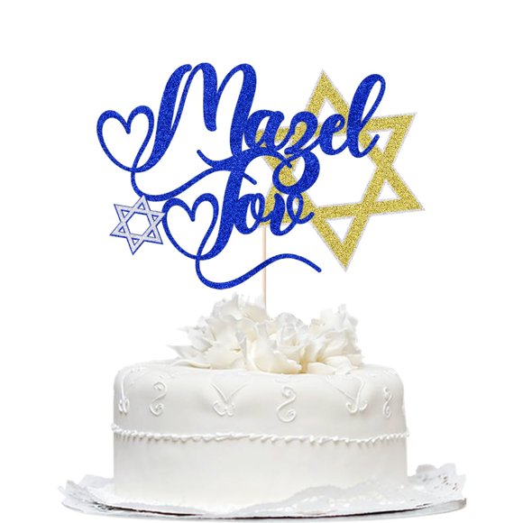 Decoración para tartas Bekaterea Mazel Tov con purpurina para fiestas