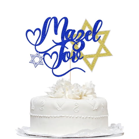 Decoración Para Tartas Bekaterea Mazel Tov Con Purpurina Para Fiestas