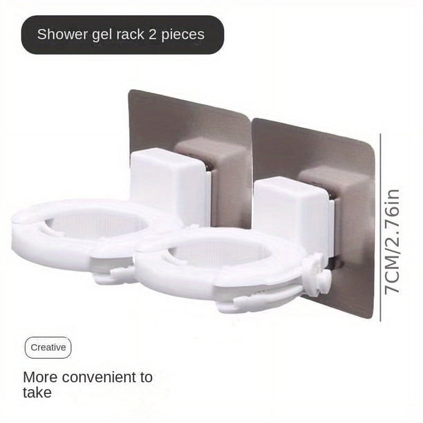 2pcs Punch-free Bathroom Rack, Toilet Wall Shelf, Shower Gel Hand Sanitizer Holder, Kitchen Wall Storage Hanger