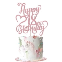 Decoración Para Tartas Arokippry Con Purpurina En Oro Rosa, Feliz Cumpleaños Número 18