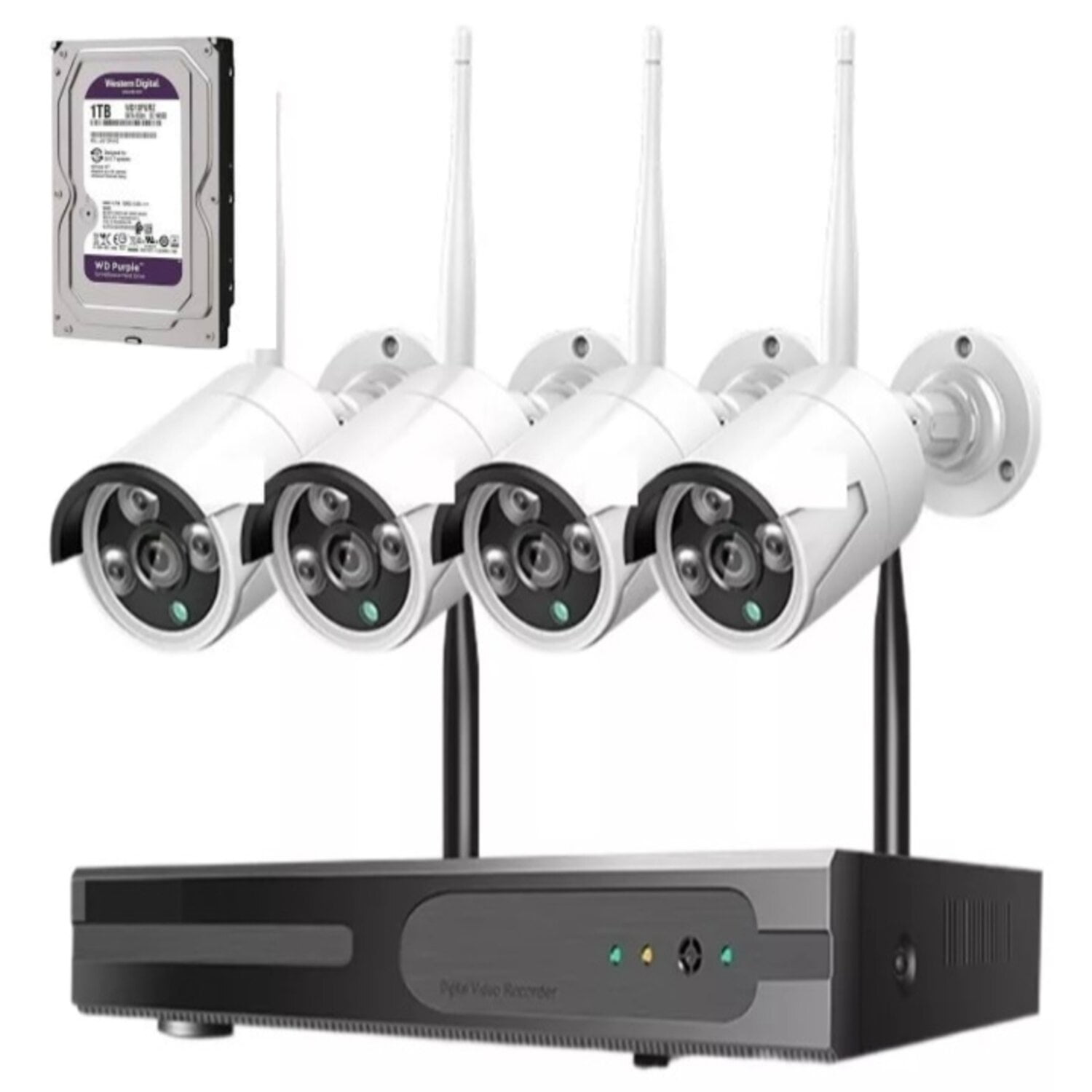 Artihogar - Kit Cctv 4 Cámaras Seguridad Inalambricas 2 Mp + Disco Duro 1 Terabyte Instalado
