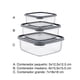 thumbnail image 2 of Set 3 Pzs Contenedor Alimentos Cuadrado Gris, 2 of 3