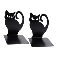 Magideal - Sujetalibros De Gato De 2 Piezas, Tapón De Libro, Soporte De Dibujos Animados Antideslizante De Metal, Soportes De Libros Para Estantes, Decoración De Estilo A