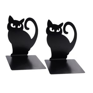 Magideal - Sujetalibros De Gato De 2 Piezas, Tapón De Libro, Soporte De Dibujos Animados Antideslizante De Metal, Soportes De Libros Para Estantes, Decoración De Estilo A