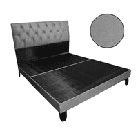 Mueblart - Base De Cama Con Respaldo A Piso King Gris Lino
