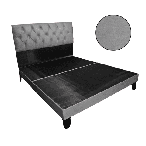Mueblart - Base De Cama Con Respaldo A Piso King Gris Lino