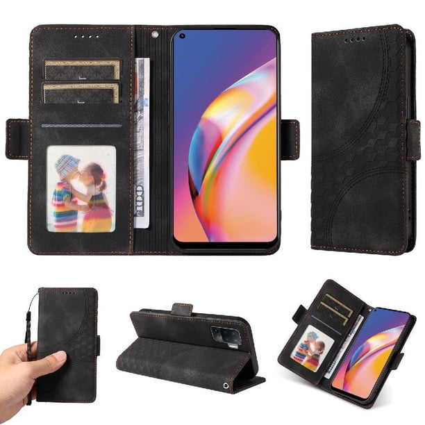 Carcasa FOXDOCK OPPO Reno 5 Lite de cuero PU, diseño acolchado clásico, protección contra caídas y rayones