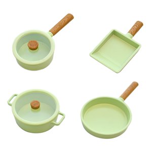 Magideal - 4 Uds. Olla De Cocina Para Casa De Muñecas A Escala 1/6, Utensilios De Cocina Para Casa De Muñecas, Decoración Realista, Mini Modelo De Utensilios De Verde