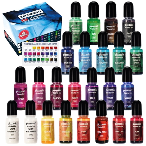 Juego De Tintas Alcohólicas Piccassio 24 Colores 10 Ml Para Vasos De Resina