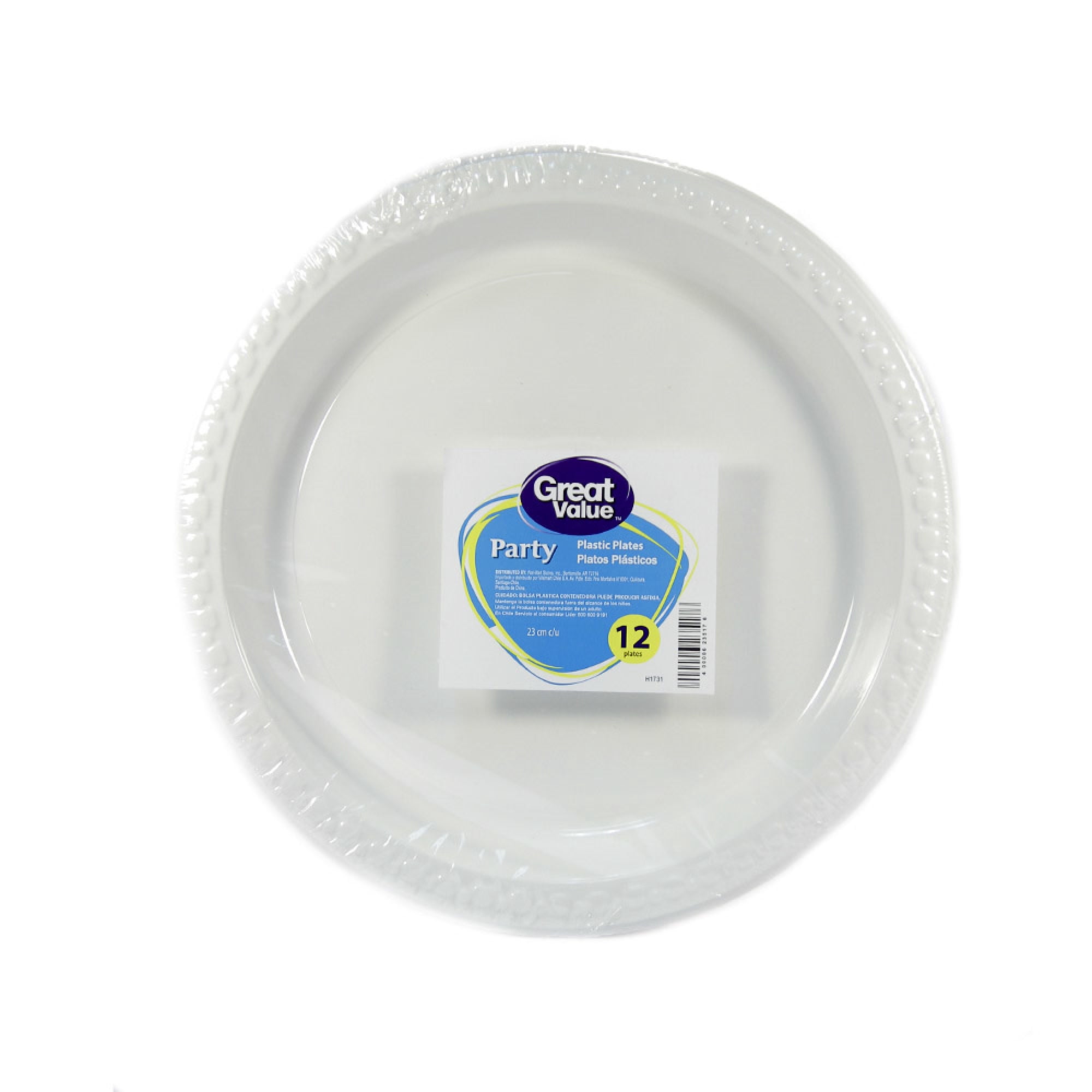 Pack De 12 Platos Plásticos Blanco 23 Cm 1 Un Great Value