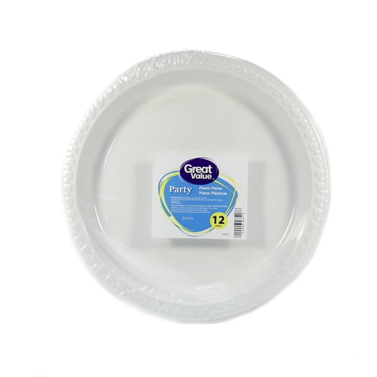 Pack De 12 Platos Plásticos Blanco 23 Cm 1 Un Great Value