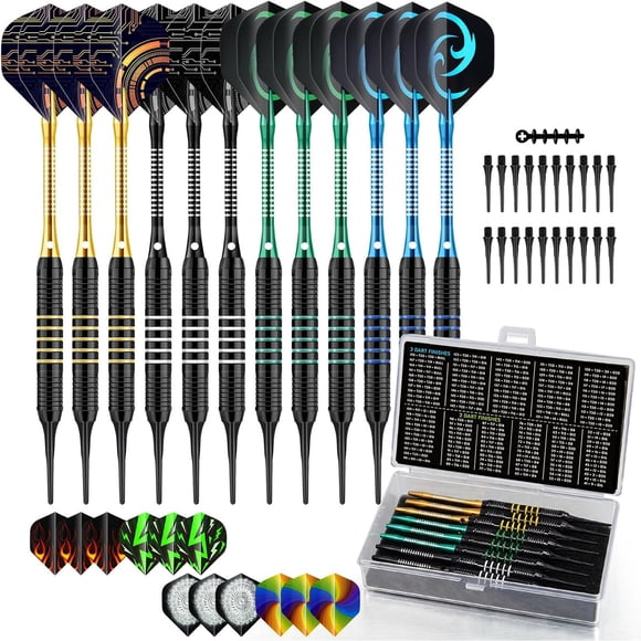 Dardos HUANQU Punta Plástica 12 Piezas 18 g