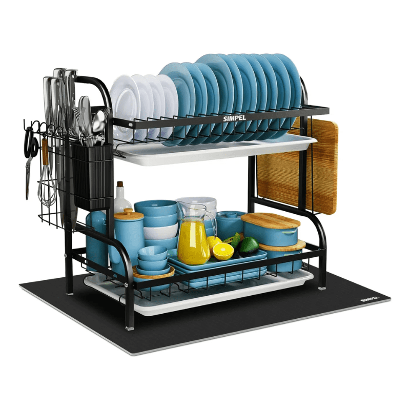 Secador De Platos 2 Niveles Con Tapete Simpel Loza Vajilla
