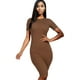 thumbnail image 1 of Vestido Midi Ajustado De Canalé Marrón, 1 of 5