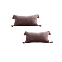 Genérico - Pack De 2 Fundas De Cojin Chenille Con Borlas 30X50 Rosa