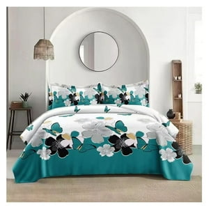 Genérico - Cubrecama Quilt Verano 2 Plazas - Blanco Verde Mariposa Flh2035