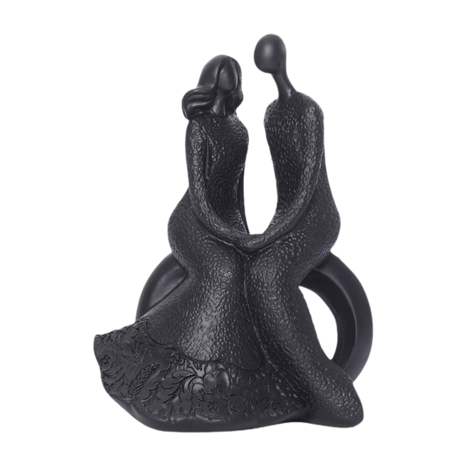 Bothyi - Ornamento De Escritorio Abstracto De Colección De Estatuas De Pareja Para Decoración Del Gabinete De Boda Siéntate Negro