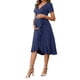 thumbnail image 4 of INSPIRAR CHIC MARI GABRIEL Vestido de Maternidad para Mujeres con Envolvente, Cuello en V, Dobladillo con Volantes, Semi Formal, Sesión de Fotos, Fiesta, Cóctel, Vestidos para Embarazadas, Azul Marino, 4 of 6