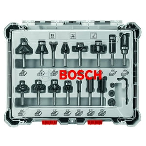 Juego De Brocas Para Fresar Madera Bosch Rbs015Mbs, 15 Piezas, Con Punta De Carburo