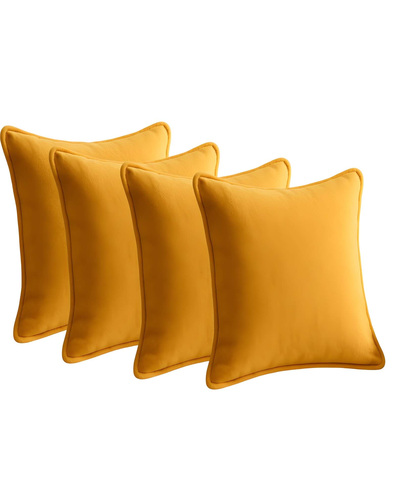 Genérico - Set De 4 Fundas De Cojin Lisa Con Borde 45X45 Amarillo