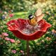 thumbnail image 1 of Estaca jardín flor metal hecha mano baño abejas cuenco agua pájaros resistente intemperie, 1 of 6