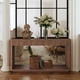 thumbnail image 3 of 60" Modern 2-Drawer Fluted Console Table Natural Wood Veneer Sofa Table Behind Couch Table for Living Room, Hallway, Entryway, Home Office, Walnut, 3 of 3