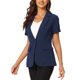 thumbnail image 4 of INSPIRE CHIC Blazer de Mujer Solapa de Muesca Un Botón Manga Corta Chaqueta de Traje Azul Oscuro S, 4 of 5