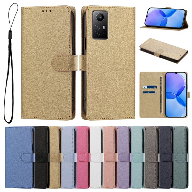 Funda Cartera de PU para Xiaomi Redmi Note 12S 4G con Tarjetas, Dorado