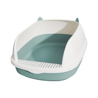 Magideal - Caja De Arena Para Gatos De Cara Alta, Bandeja De Arena Para Mascotas, Orinal Para Gatos, Orinal Semiabierto Portátil Profundo, Orinal Para Mascotas, Azul S
