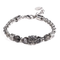 Brazalete Unisex Gino Rodinis B531 | Negro/Plateado