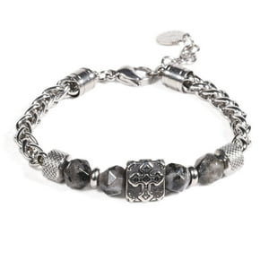 Brazalete Unisex Gino Rodinis B531 | Negro/Plateado